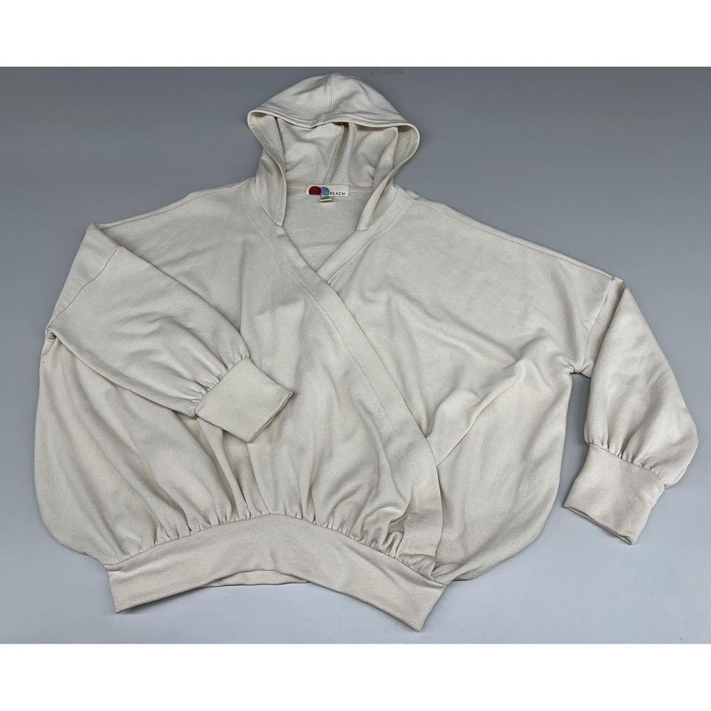 Free People FP Beach Cream Surplice Wrap Hoodie‎ Oversized Pullover Small